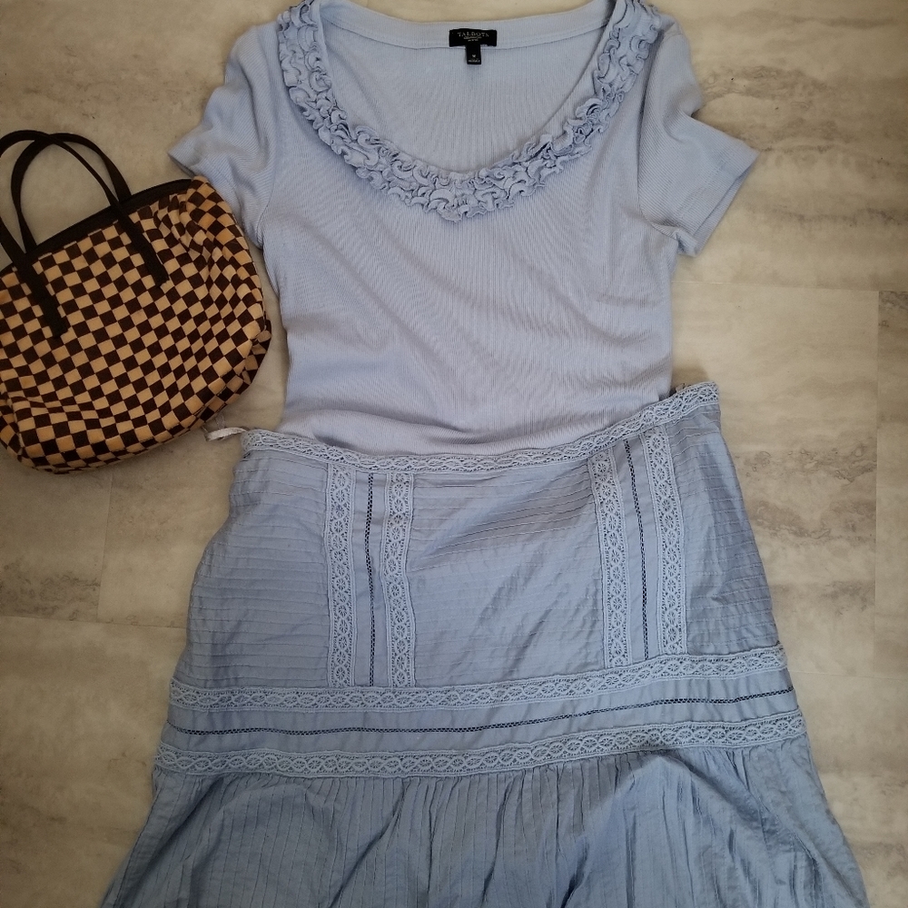 Lot of Talbots shirt, INC skirt, & Lancome bag